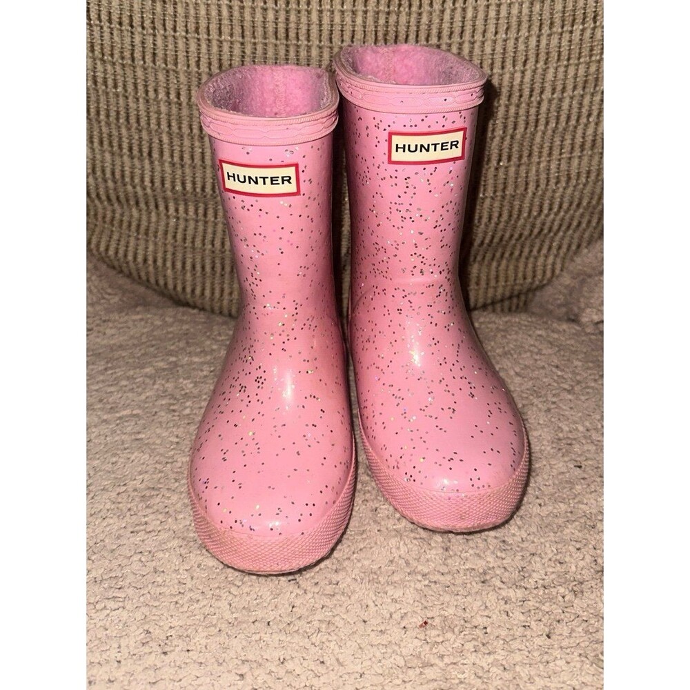 Hunter Pink Glitter Kids Rain Boots